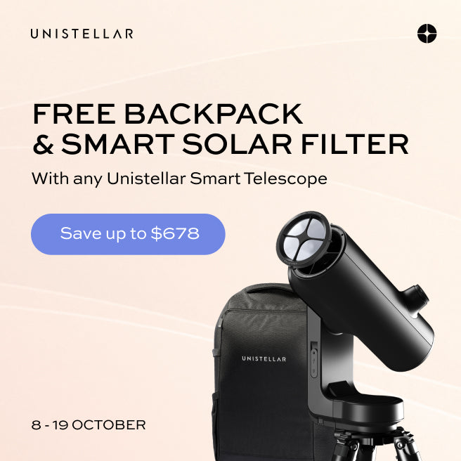 8-19 October Free backpack & smart solar filter with any Unistellar Smart Telescope (Save up to $678)